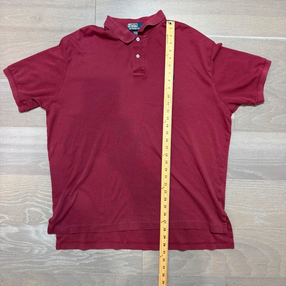 Polo Ralph Lauren Mens XL‎ Burgundy Maroon Short Sleeve Pique Polo Shirt Cotton